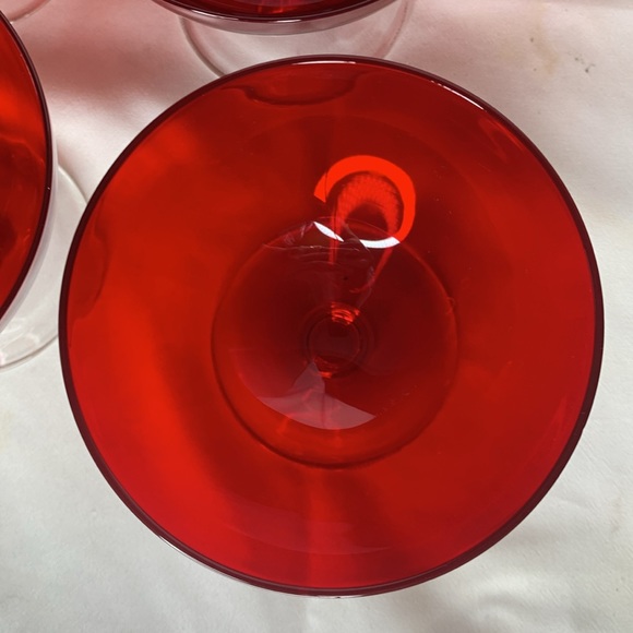 Set of 6 vintage ruby red low sherbet / champagne / dessert cups / glasses - Picture 11 of 11